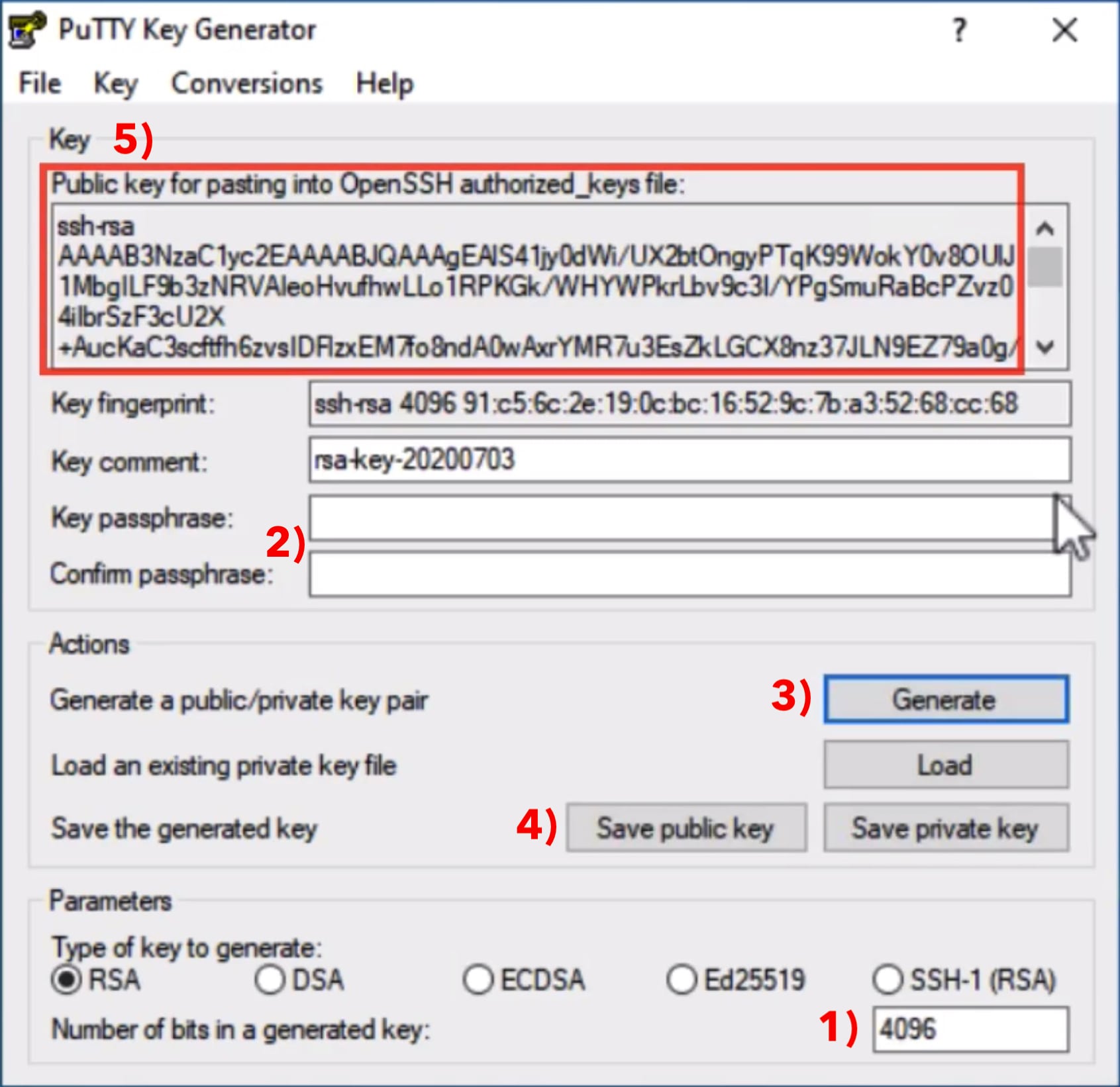 loading a putty session with public ssh